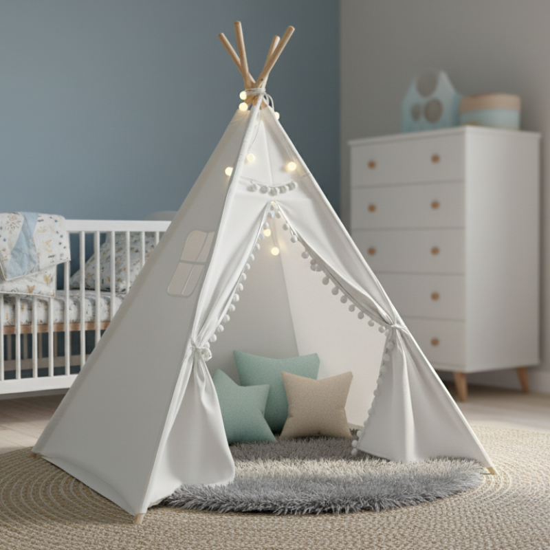 Tipi blanc espace jeu enfant bébé